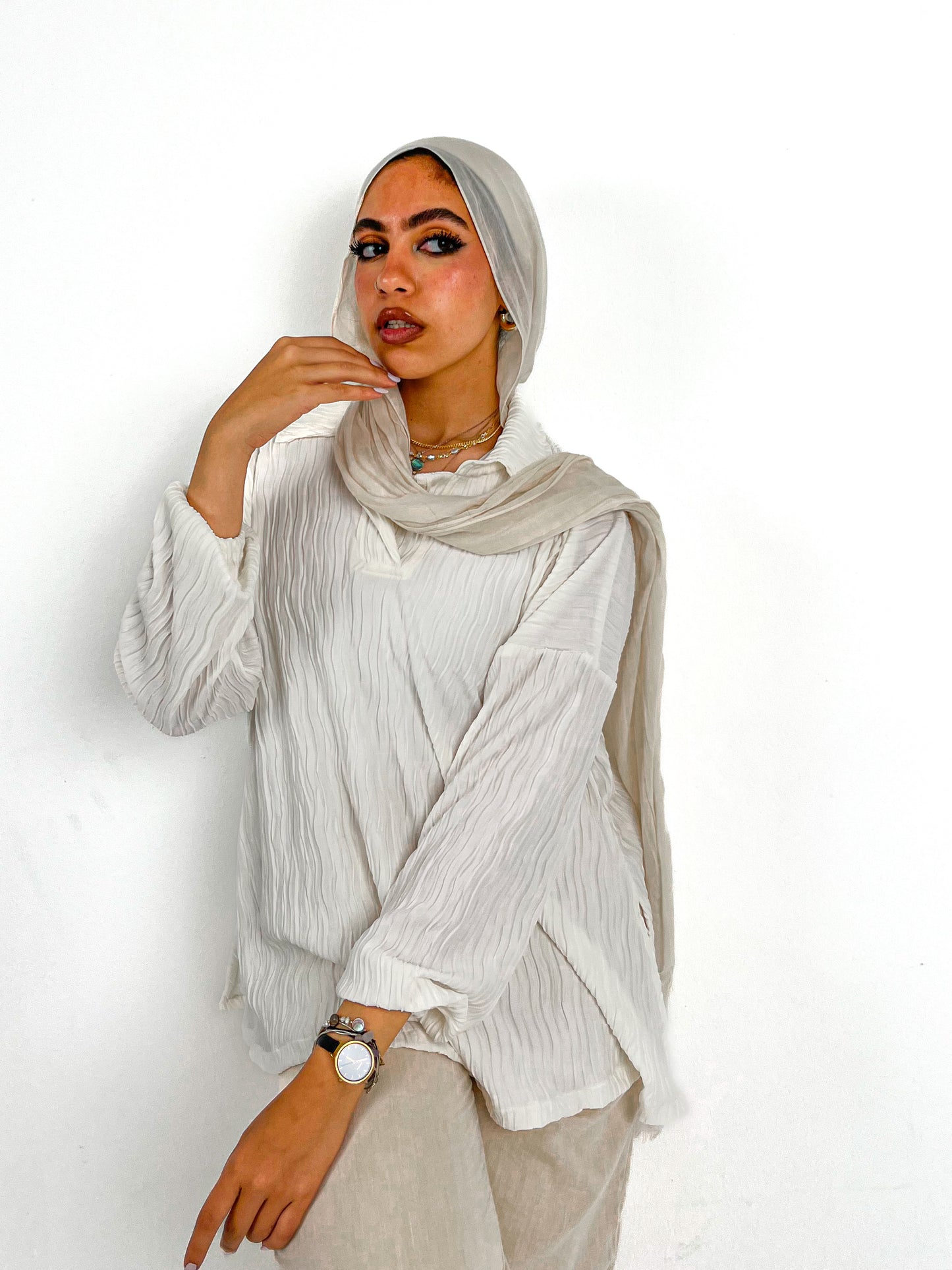 crushed blouse white